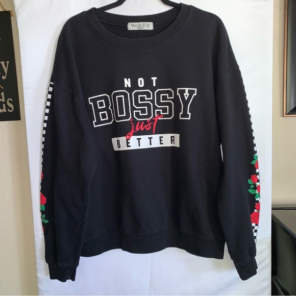 Black Long Sleeve Graphic Sweatshirt - Picture 2 of 11